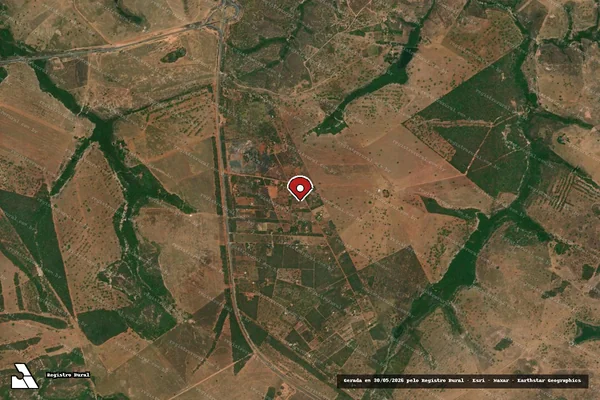 Imagem de satélite de Infração da Flora em Aragarças - GO (marcador da localização)