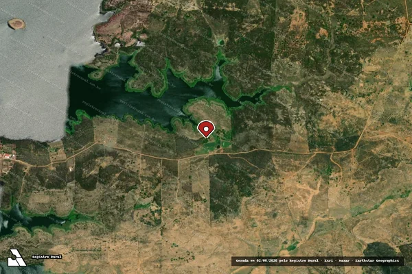 Imagem de satélite de Infração Ambiental em Coremas - PB (marcador da localização)