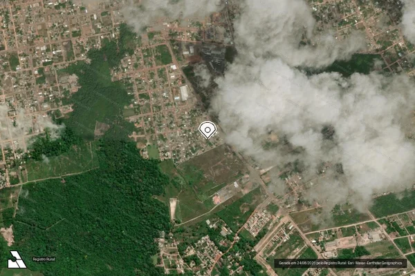 Imagem de satélite de Infração da Flora em Santarém - PA (marcador da localização)