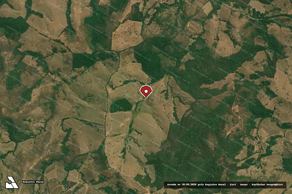 Imagem de satélite de Infração Ambiental em Aiuruoca - MG (marcador da localização)