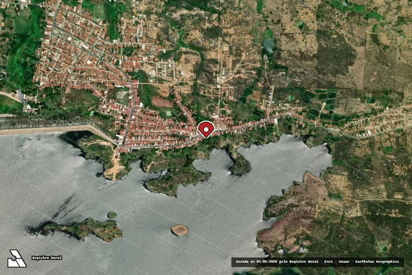 Imagem de satélite de Infração Ambiental em Coremas - PB (marcador da localização)