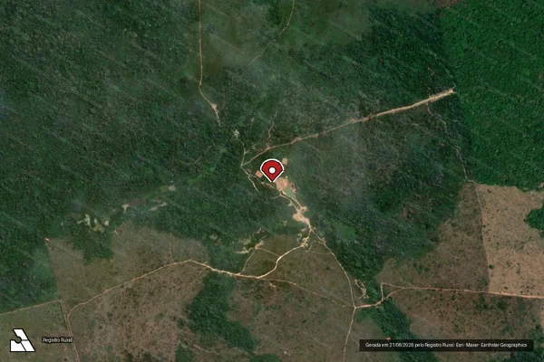 Imagem de satélite de Infração da Flora em Altamira - PA (marcador da localização)
