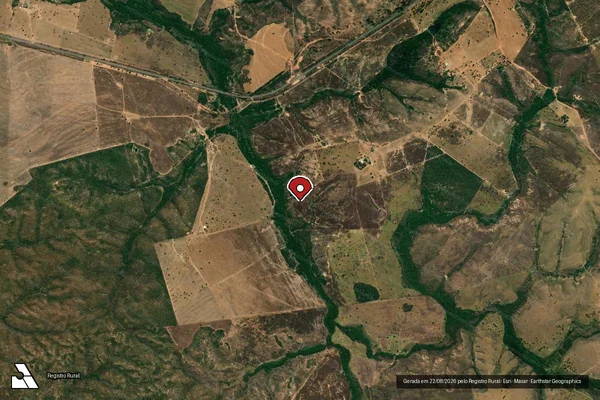 Imagem de satélite de Infração da Flora em Araguaiana - MT (marcador da localização)