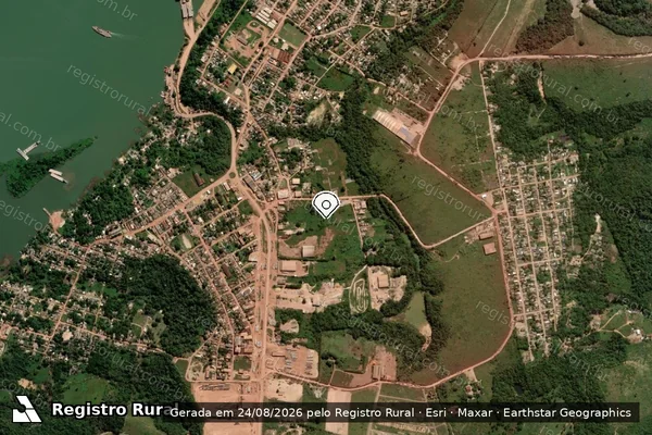 Imagem de satélite de Infração Ambiental em Itaituba - PA (marcador da localização)