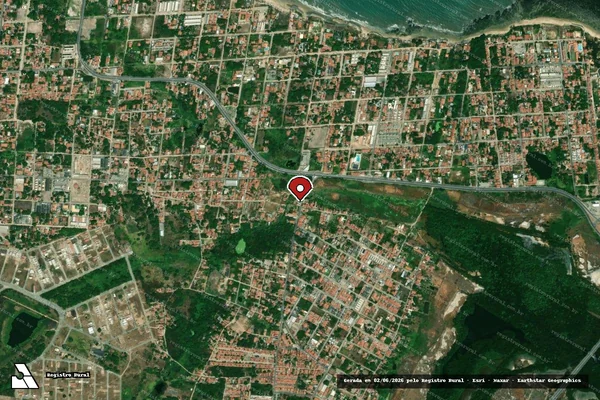 Imagem de satélite de Infração Ambiental em Caucaia - CE (marcador da localização)