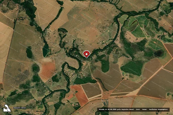 Imagem de satélite de Infração Ambiental em Heitoraí - GO (marcador da localização)