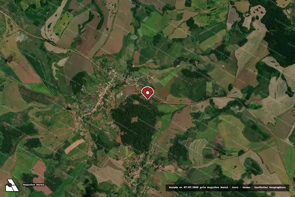 Imagem de satélite de Infração da Flora em Ipuaçu - SC (marcador da localização)