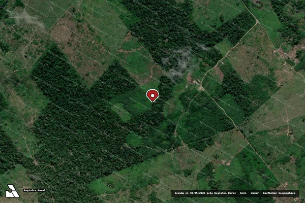 Imagem de satélite de Infração Ambiental em Porto Grande - AP (marcador da localização)