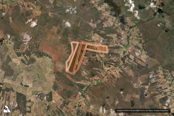 Imagem de satélite de FAZENDA BAIXA DO CALINDO E OUTRAS em SEBASTIÃO LARANJEIRAS - BA