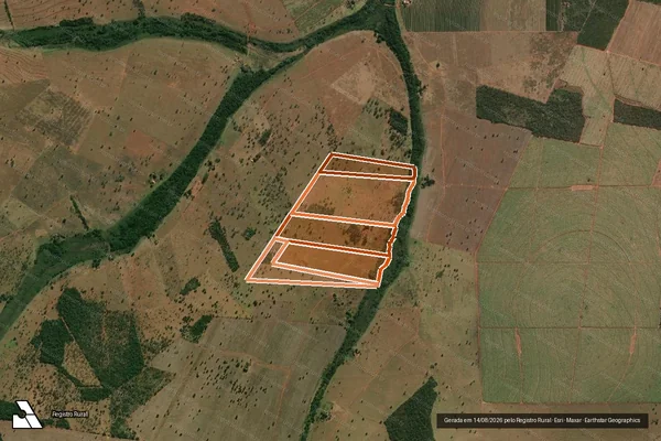 Imagem de satélite de FAZENDA AGUADA GRANDE em GURINHATÃ - MG