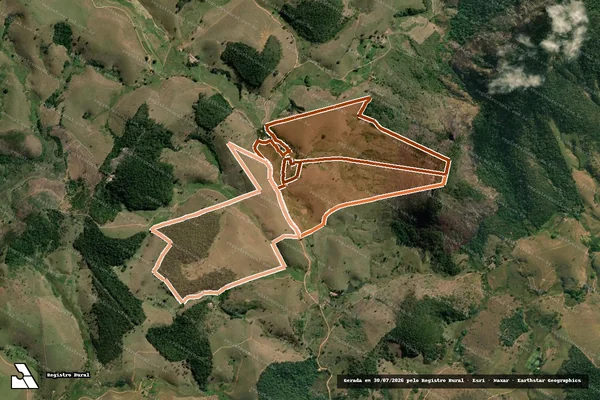 Imagem de satélite de FAZENDA PEDRA BONITA-GLEBA 01 E 02 em PIRAPETINGA - MG