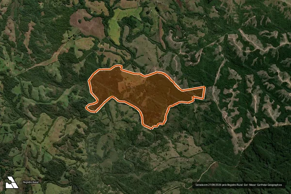 Imagem de satélite de FAZENDA PASSO DOS VARGAS em ENCRUZILHADA DO SUL - RS
