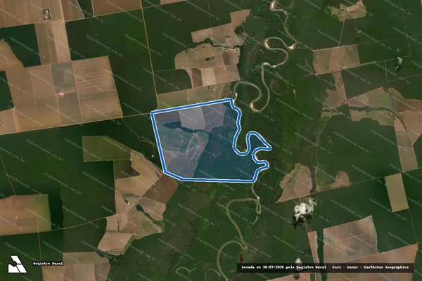 Imagem de satélite de Fazenda São José do Kuluene II - Matricula 8.392 em Gaúcha do Norte - MT