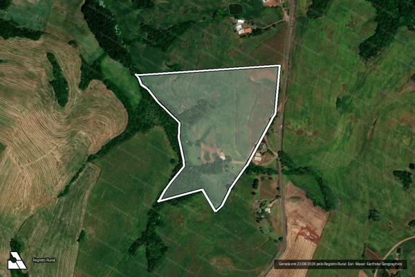 Imagem de satélite de Parte do Lote Rural n° 185 da 1° secção Braga - Parcela 01 em Pinhal - RS
