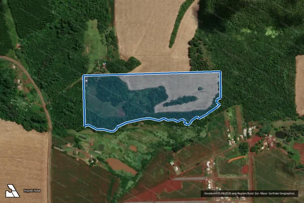Imagem de satélite de FRAÇAO DOS LOTES RURAIS N°S 11, 12, 13, 14, 15, 42, 43, 44 - PARCELA 01 em Santa Rosa - RS