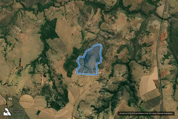 Imagem de satélite de FAZENDA ONÇA, LUGARES CACHOEIRA E PAU DE MEL - Parte 5 em Presidente Olegário - MG