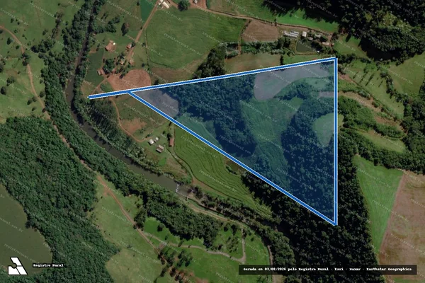 Imagem de satélite de Parte Oeste do Lote Rural Nº 161 da Seção Pindó - Parte 1 em Cunha Porã - SC