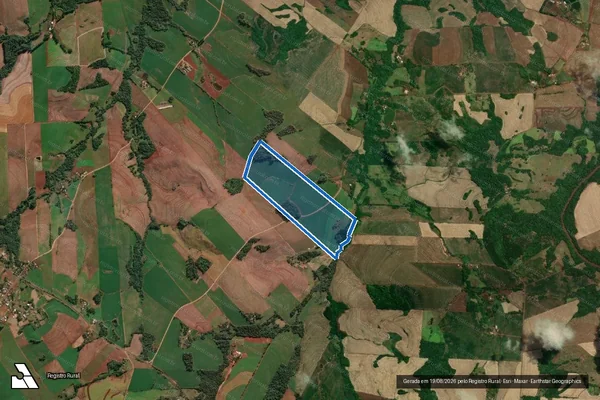 Imagem de satélite de Fração dos Lotes Rurais nºs 14 e 15, da 11ª Secção Santo Cristo - Arnor Liberali em Porto Mauá - RS