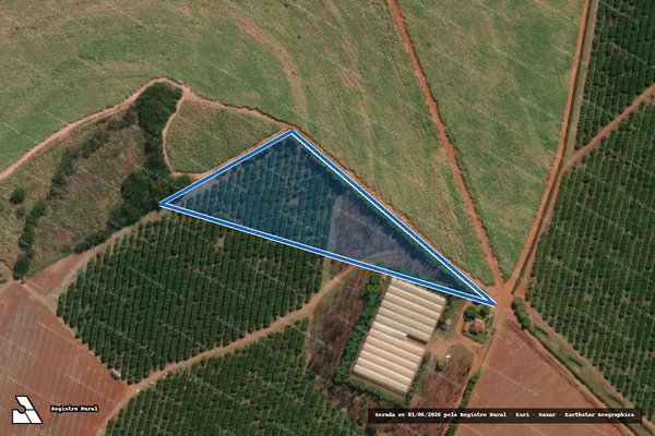 Imagem de satélite de Sítio Santa Rita; Fazenda Campo Alegre; Sítio Campo Alegre;  - Matrícula nº 9.483 em Monte Azul Paulista - SP