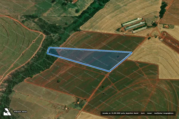 Imagem de satélite de UMA ÁREA DE TERRAS RURAL, CONSTANTES DE PARTE DOS LOTES N°s 354, 355, 356 e 358-G DA COLÔNIA ZACARIAS DE GÓIS, DENOMINADO SÍTIO - Matrícula 13.462 - PARTE 07 em Cafeara - PR