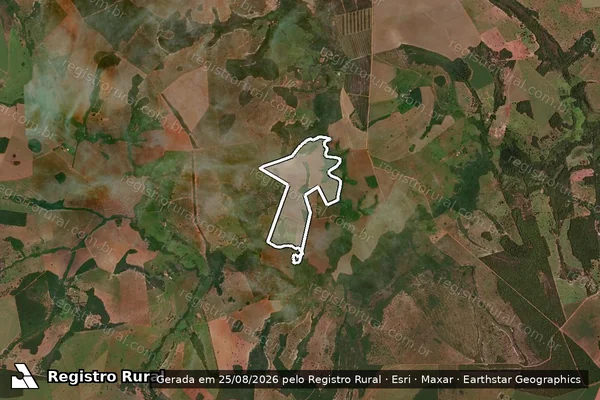 Imagem de satélite de Fazenda Ponte de Pedras, lugar denominado “Fazenda Guariroba” em Serranópolis - GO