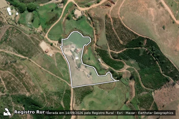 Imagem de satélite de BOA VISTA, VARGEM ALEGRE OU BOIADEIRO - Gleba 01 em Espera Feliz - MG