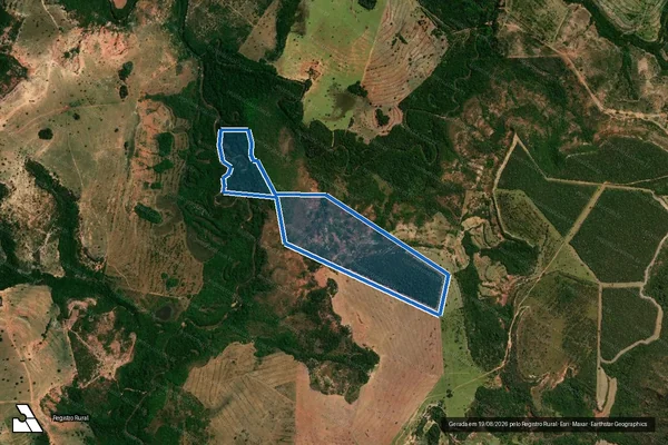 Imagem de satélite de Fazenda Marcelina e Lagoa, L. D. Itaberito - Parte 1 em Caiapônia - GO