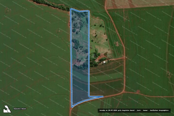 Imagem de satélite de Lote n° 05; Lote n° 06 e Lote n° 09, na Gleba n° 25, do Imóvel Cinco Mil - Parte 2 em Palotina - PR