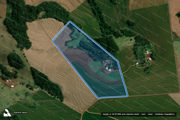 Imagem de satélite de LOTE RURAL Nº 33-B, DA GLEBA Nº 02. COL  M  SÃO JOÃO E ESPERANÇA - Parte 1 em Corbélia - PR