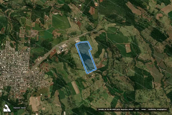 Imagem de satélite de Lote Rural nº 09-B-1-A, do 3º Polígono da Gleba Iguaçu - Parcela 1 em Matelândia - PR