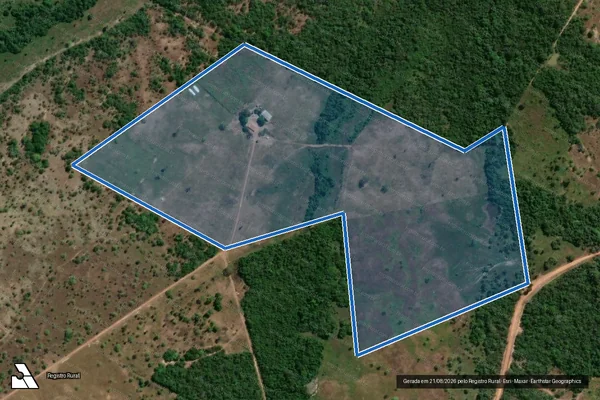 Imagem de satélite de Imóvel Rural Constituído de Parte do Lote Rural nº 34-A do Loteamento Pequizeiro, Gleba 04, Fls. 02 - 001 em Couto Magalhães - TO