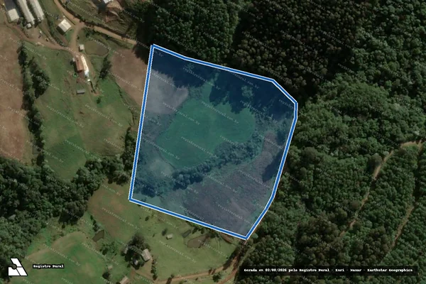 Imagem de satélite de Parte do Lote Rural nº 26, Bloco Sertãozinho, Colônia Concórdia - GLEBA A em Lindóia do Sul - SC