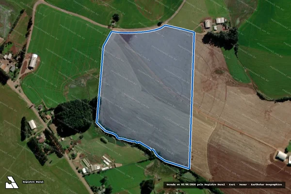 Imagem de satélite de Imóvel rural sem denominação - Matrícula 17005 em Fortaleza dos Valos - RS