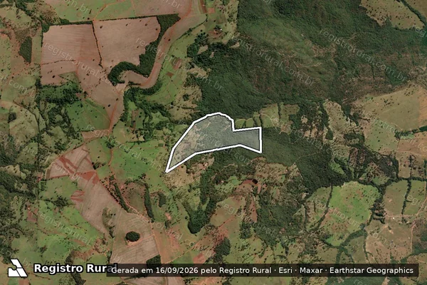 Imagem de satélite de Fazenda Bocaina, lugar denomnado "Mata Boa" - PARCELA 01 em Araguari - MG