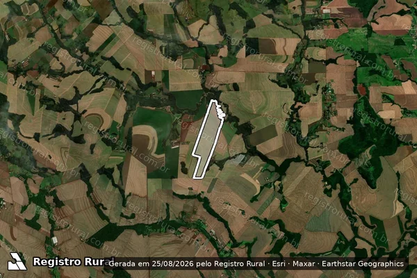 Imagem de satélite de Lote Rural denominado nº 24-M, do 7º Polígono, da Colonizadora Matelândia Ltda - Parcela 1 em Serranópolis do Iguaçu - PR