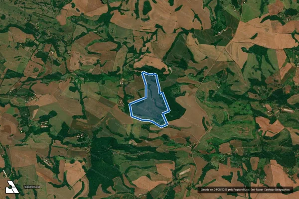 Imagem de satélite de Lotes 24 e 36 e Parte Lotes 35 e 40 Gleba 3 Angico Imóvel Chopim - Parte 1 em São João - PR