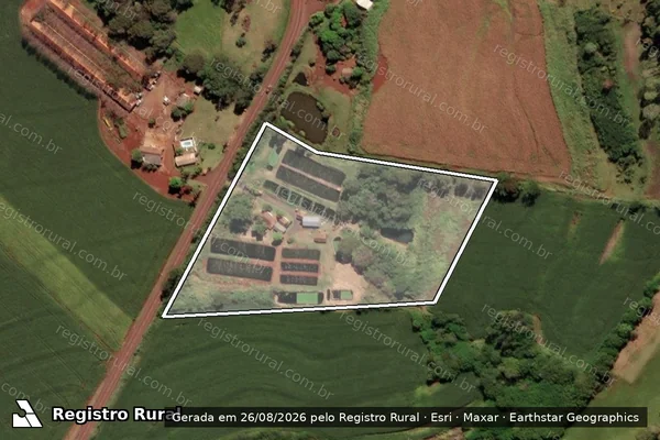 Imagem de satélite de Parte do Lote Rural Remanescente n° 09 da Gleba 05 da Colônia Rio Quarto - Parcela 1 em Missal - PR