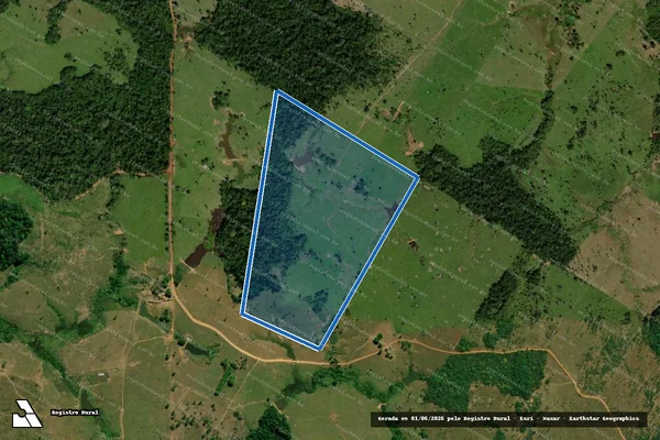 Imagem de satélite de LOTE 12, GLEBA 04, PROJETO FUNDIÁRIO JARU/OURO PRETO, SETOR CUNHA DO MARECHAL - UNICA em Cacaulândia - RO
