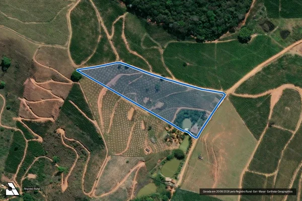 Imagem de satélite de CORREGO DO AÇUDE OU CARVALHO - PARCELA 01 em Lajinha - MG
