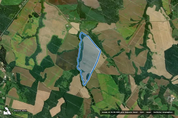 Imagem de satélite de Sítio Passo Ruim - Matrícula 5.935 em Papanduva - SC