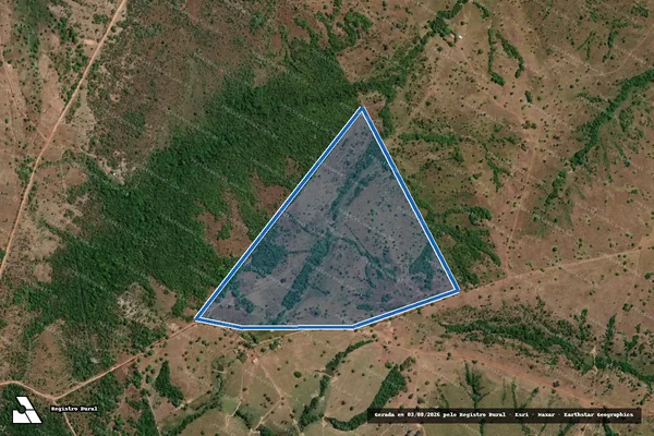 Imagem de satélite de RANCHO DUARTE, LOTE 34, LOTEAMENTO PEQUIZEIRO, GLEBA 04, FLS. 01 - Parte 1 em Couto Magalhães - TO