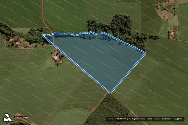 Imagem de satélite de LOTE RURAL N°195/196/D-E DO 12° PERÍMETRO DA FAZENDA BRITANIA - Matrícula 44753 em Marechal Cândido Rondon - PR