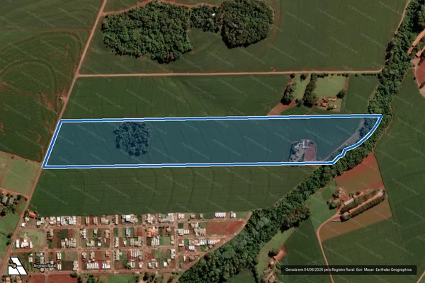 Imagem de satélite de Lote Rural Nº17, da Gleba Nº05-A, Secção "A" e "C", Santa Helena e Sol de Maio - Matrícula 13784 em Ouro Verde do Oeste - PR