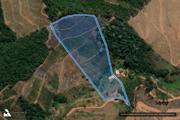 Imagem de satélite de Cabeceira do Córrego Rico - Parte 2 em Lajinha - MG