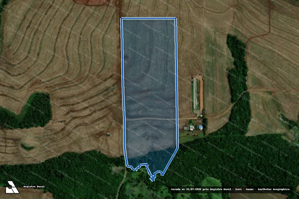 Imagem de satélite de Lote Rural denominado nº 32-P, situado no 7º Polígono da Gleba Iguaçu - Parcela 1 em Serranópolis do Iguaçu - PR