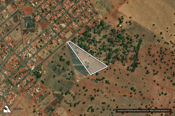 Imagem de satélite de fazenda São Jerônimo Grande, no lugar denominado Córrego de Santa Vitória e Córrego do Cachimbo - Parcela 1 em Santa Vitória - MG
