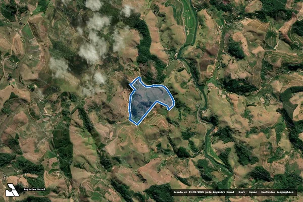 Imagem de satélite de Córrego do Meio e Barra do Feijão Cru - Parcela 1 em Ibitirama - ES