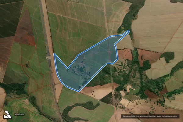 Imagem de satélite de Fazenda Bela Vista - Matrícula nº 1.857 em Santa Rita do Passa Quatro - SP