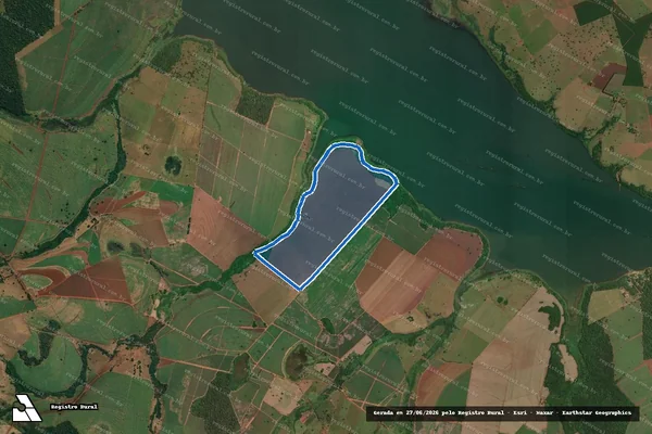Imagem de satélite de Fazenda Sao Pedro - VALDEMAR AUGUSTO BOMBONATO em Paulo de Faria - SP