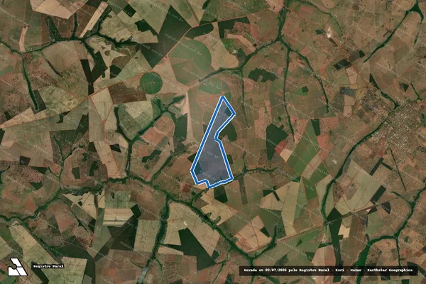 Imagem de satélite de FAZENDA SERRA, CATANDUVA, DIVISA E FAROFA; ARUANÃ E NOSSA SENHORA APARECIDA - 001 em Santa Vitória - MG